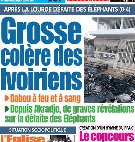 La revue de presse ivoirienne du mercredi 24 janvier 2024