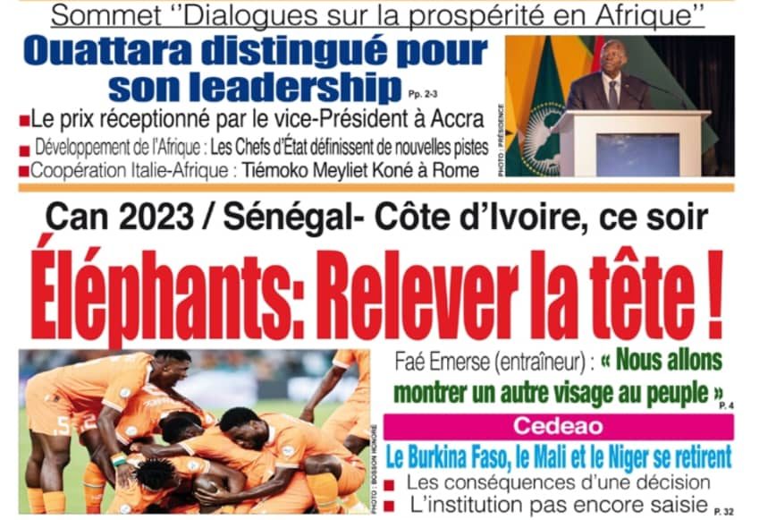 La revue de presse ivoirienne du lundi 29 janvier 2024