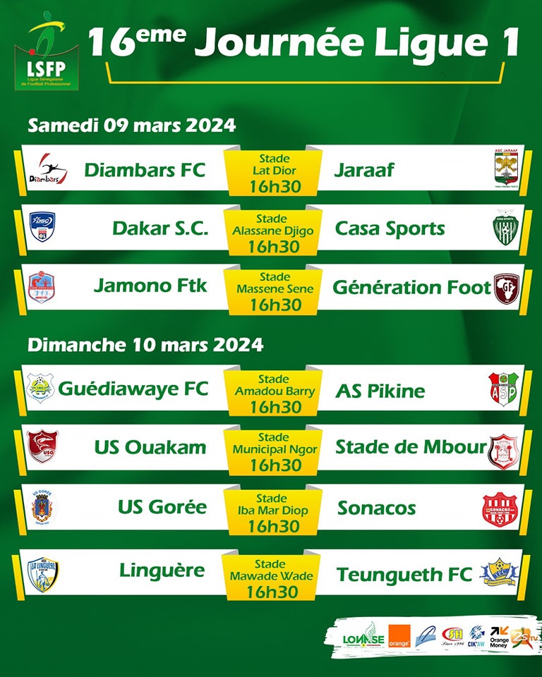 Programme Ligue 1 Sénégal