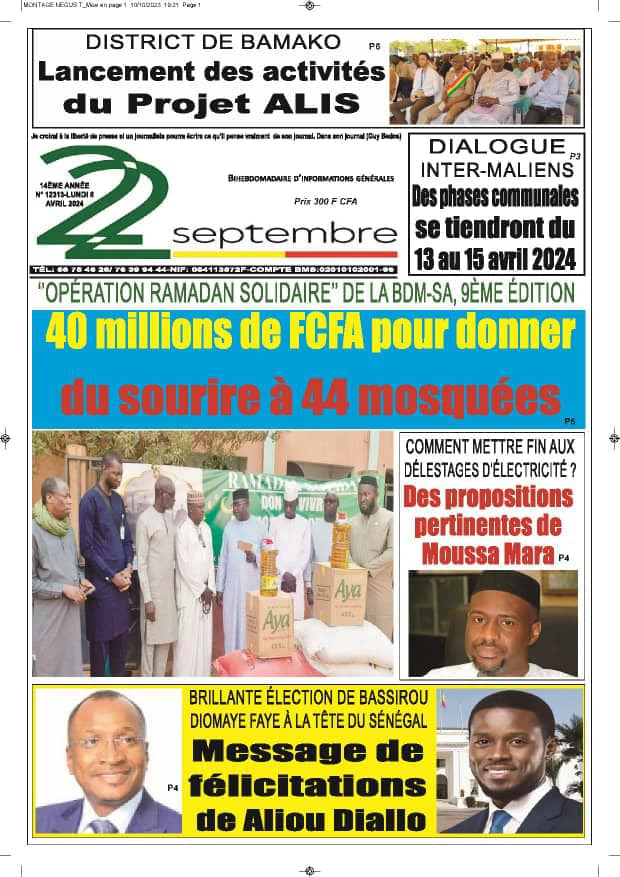 Revue de presse malienne du lundi 08 avril 2024