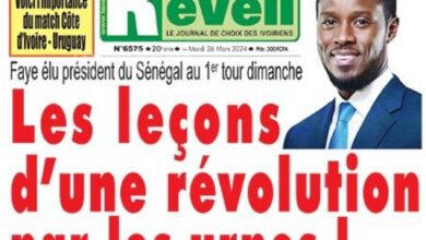 Bassirou Diomaye Faye à la UNE du journal ivoirien Le Nouveau Réveil
