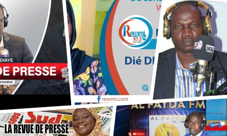 Revue de presse en wolof sur les radios sénégalaises : AL FAYDA, IRADIO, REWMI, REWMI, RFM, SUD FM, WALF et 2ATV