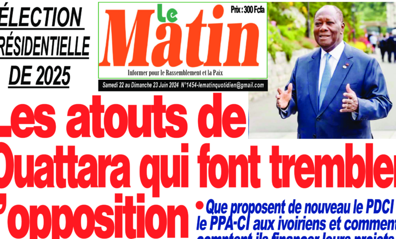 Revue de presse ivoirienne du samedi 22 juin 2024