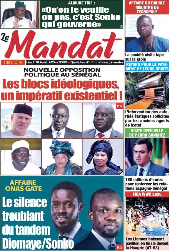 Revue de presse sénégalaise du lundi 26 août