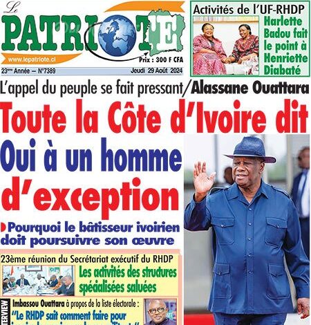 Revue de presse ivoirienne du jeudi 29 août 2024