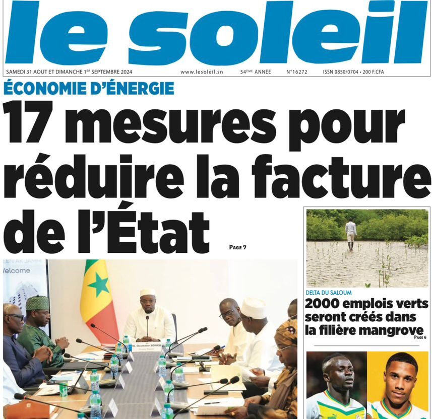 Revue de presse sénégalaise du samedi 31 août 2024