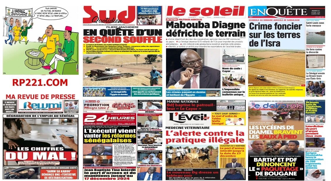 La revue de presse sénégalaise du mercredi 23 octobre 2024