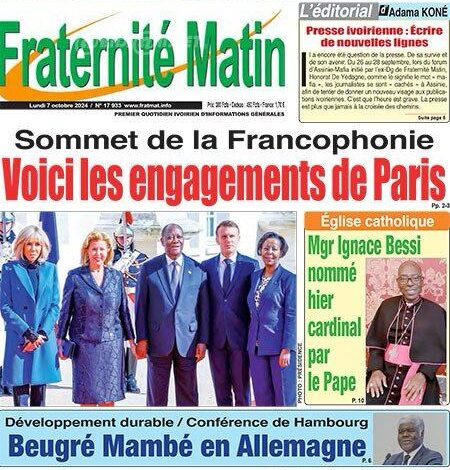 Côte d'Ivoire : la revue de presse du lundi 07 octobre 2024