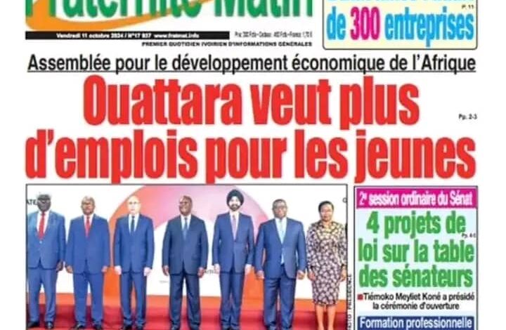 Côte d’Ivoire : la revue de presse du vendredi 11 octobre 2024