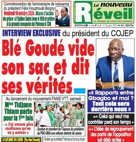 La revue de presse de Côte d'Ivoire du lundi 14 octobre 2024