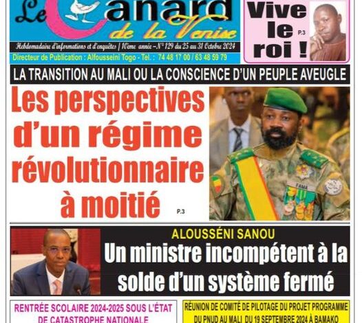 La revue de presse du Mali du vendredi 25 octobre 2024