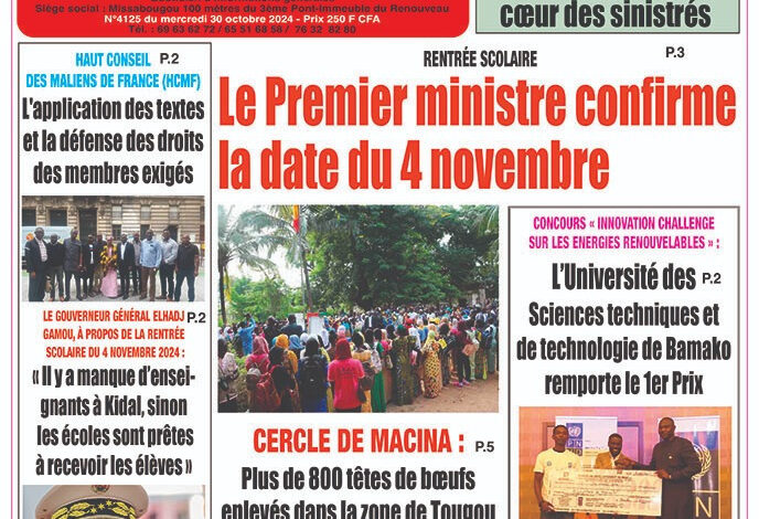 La revue de presse du Mali du mercredi 30 octobre 2024