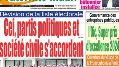 Revue de presse de Côte d’Ivoire du jeudi 03 octobre 2024