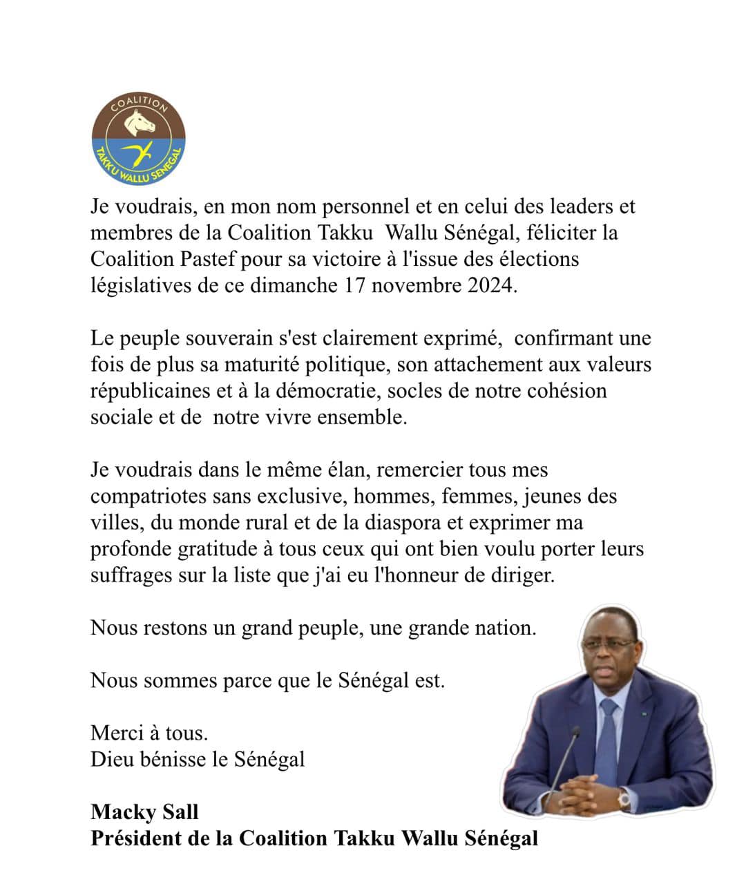 Macky Sall félicite Pastef et Ousmane Sonko