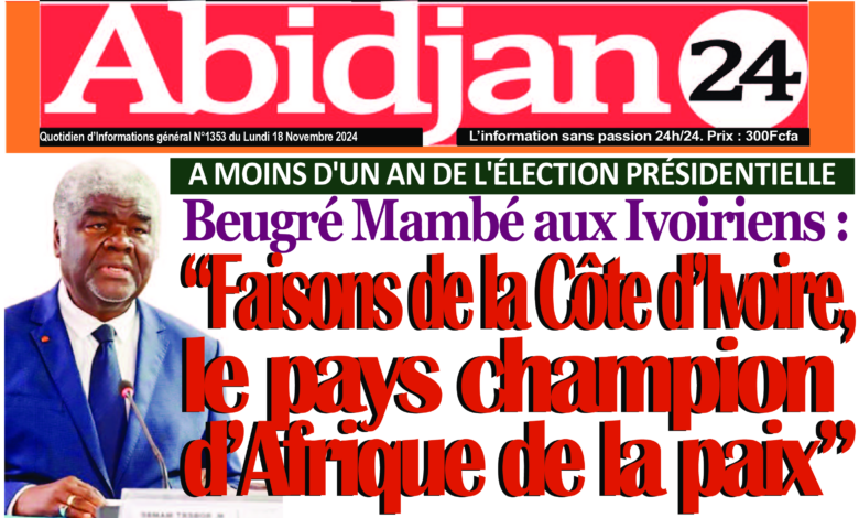 La revue de presse de Côte d'Ivoire du lundi 18 novembre 2024