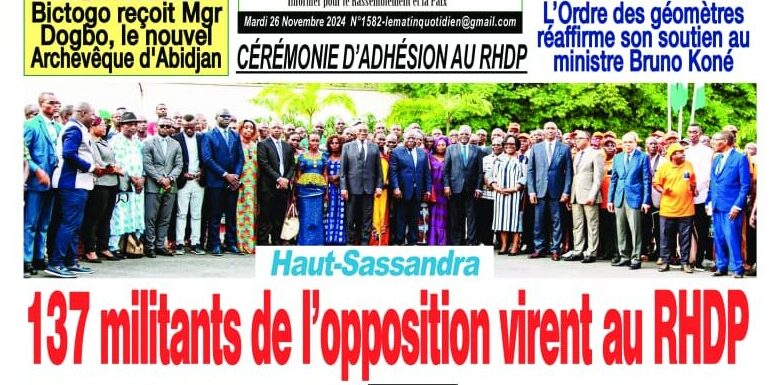 La revue de presse de Côte d'Ivoire du mardi 26 novembre 2024