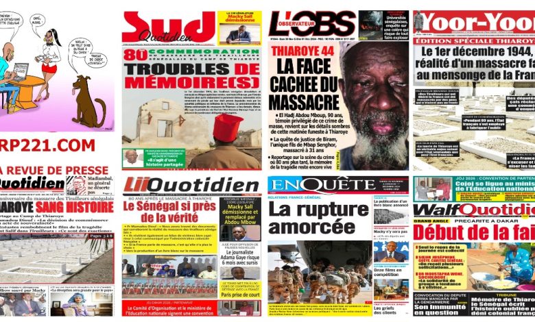 La revue de presse sénégalaise du samedi 30 novembre 2024