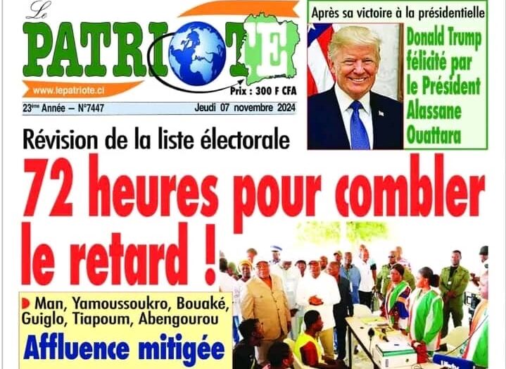 La revue de presse de Côte d’Ivoire du jeudi 07 novembre 2024