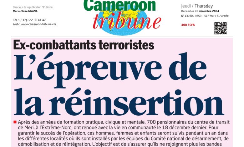 Cameroun : la revue de presse du jeudi 26 décembre