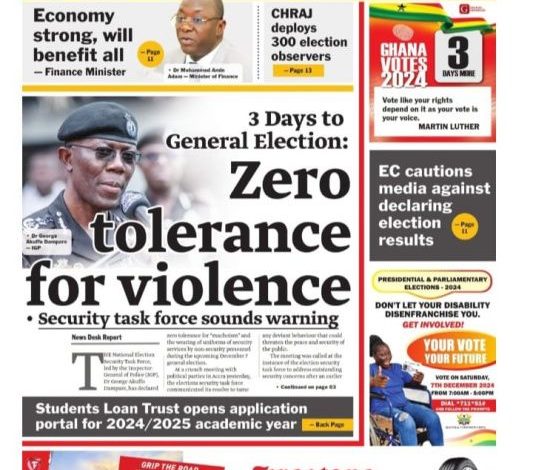 La revue de presse du Ghana du mercredi 04 décembre 2024