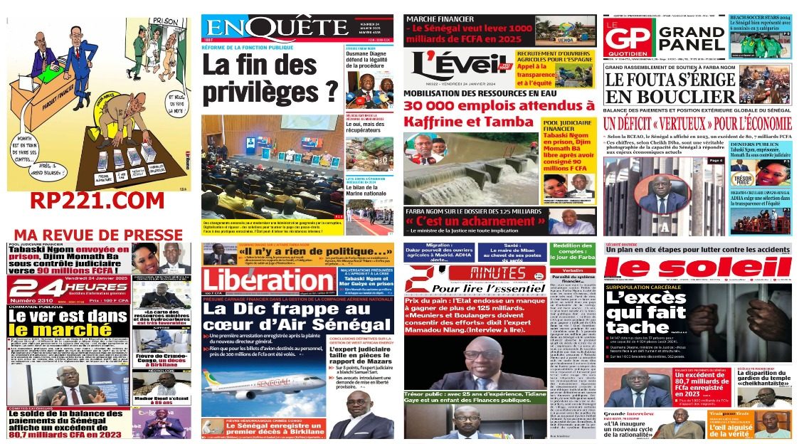 Revue de presse sénégalaise du vendredi 24 janvier 2025