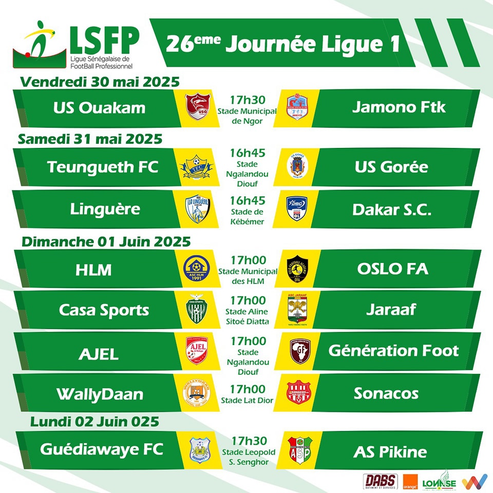 Ligue sénégalaise de football professionnelle : AS Pikine-GFC attraction de la 26e journée