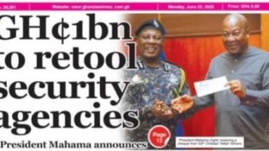 Headlines from Ghana, this Monday, June 23, 2025