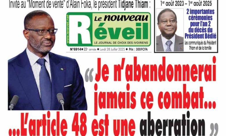 La revue de presse de Côte d’Ivoire du lundi 28 juillet 2025