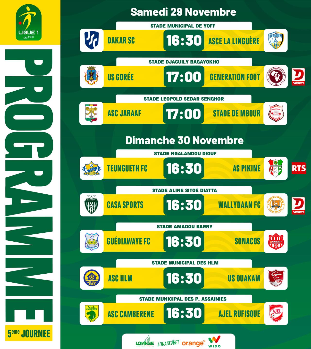 US Gorée, leader de la Ligue 1, reçoit ce samedi Génération Foot 10e 