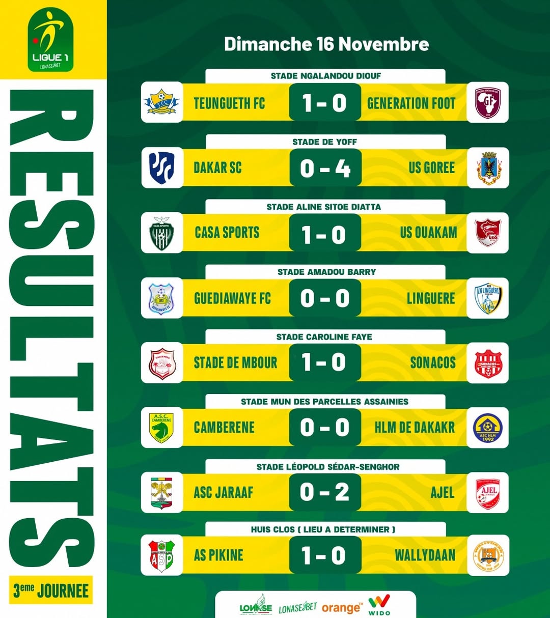 Le Casa Sports a dominé l'Us Ouakam et reste leader à la fin de la 3e journée de Ligue 1