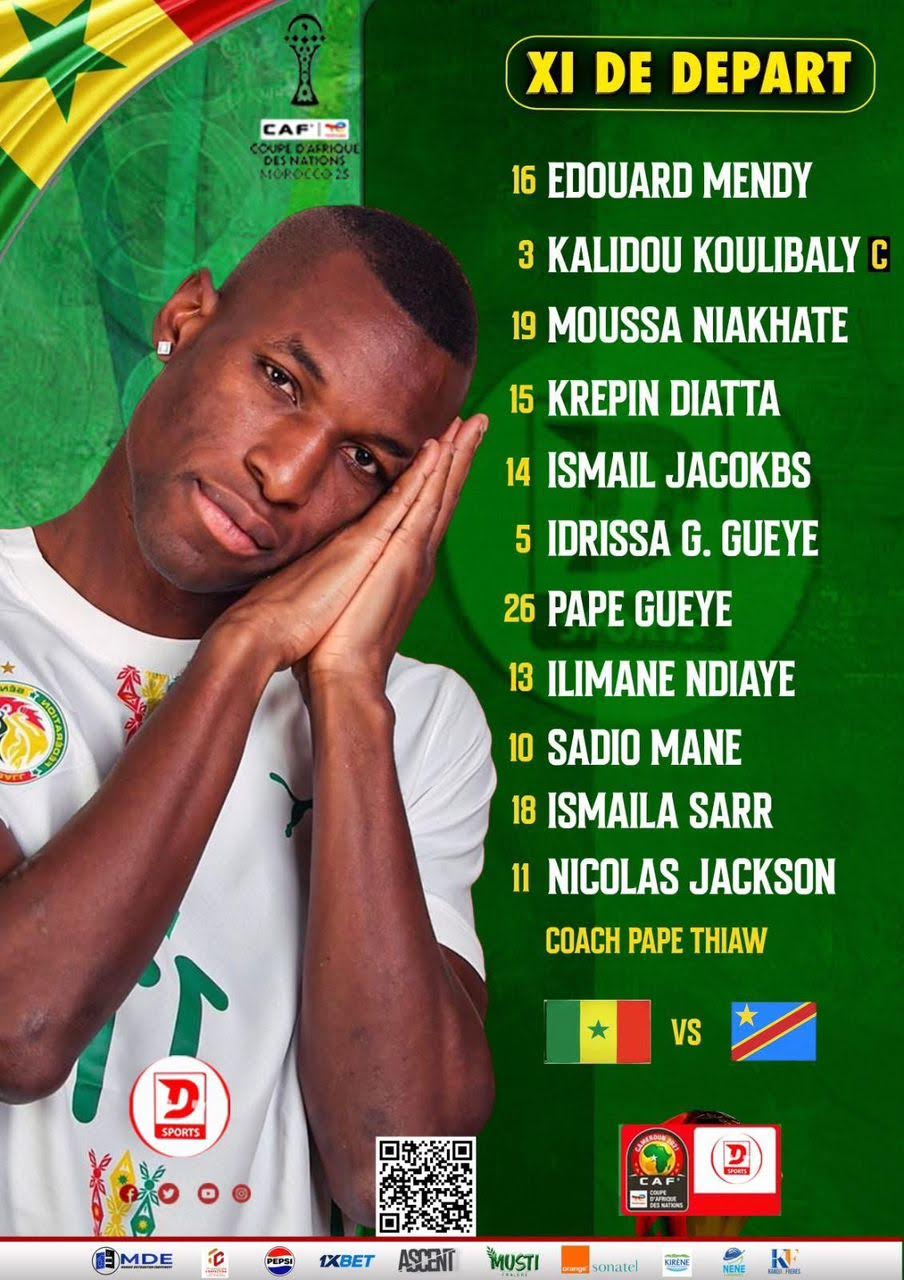 Pape Thiaw a reconduit son 11 aligné contre le Botswana mardi passé, lors de leur entrée victorieuse à la CAN 2025. Le sélectionneur national a fait confiance au même groupe, pour ce sommet de la poule D, disputée pour la qualification au second tour.