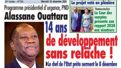 La revue de presse du Côte d'Ivoire du mercredi 03 décembre 2025