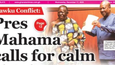 Photos. Headlines from Ghana, this Wednesday, December 17, 2025