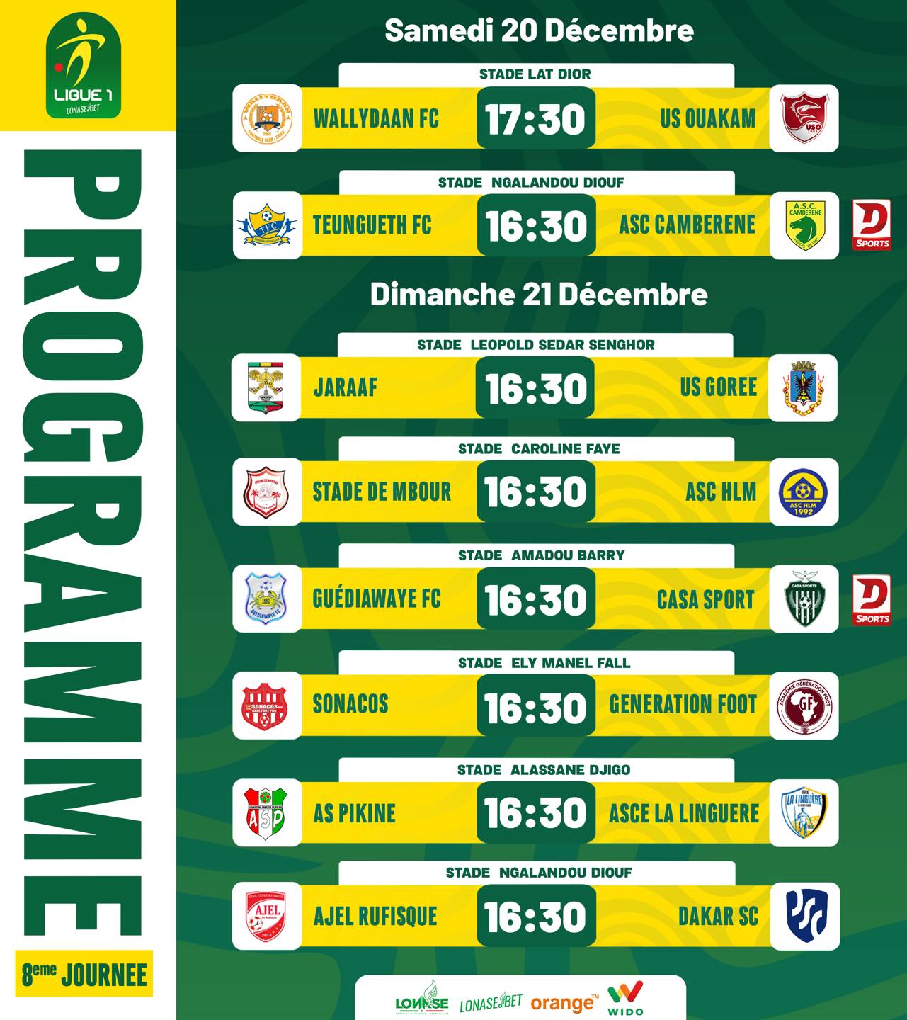 Ligue 1 : en attraction US Gorée leader contre Jaraaf, champion en titre