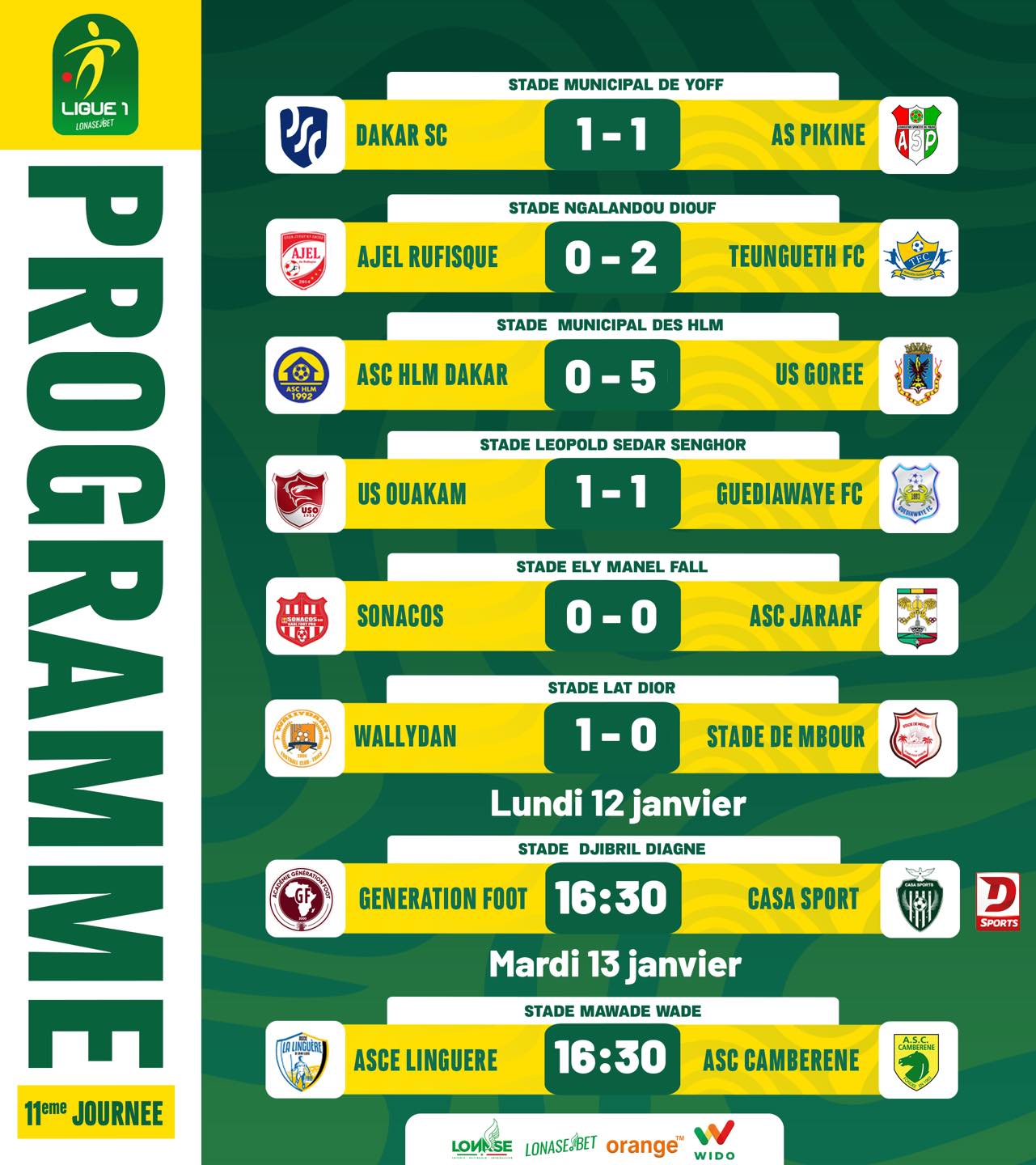 US Gorée reste leader de la Ligue 1, après sa large victoire contre HLM ce dimanche sur le score de 5 buts à 0