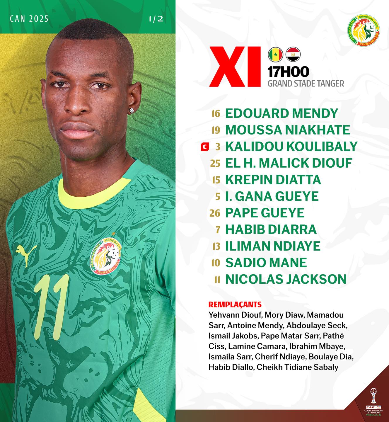 Jackson et Ilimane dans le 11 des Lions, contre l'Egypte