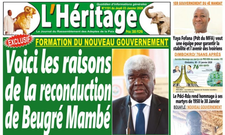 Les journaux du Côte d'Ivoire du vendredi 23 janvier 2026