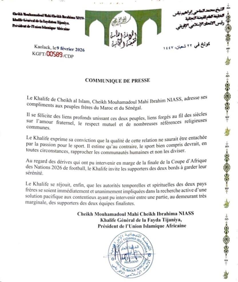 Sénégal-Maroc : l'appel de Cheikh Mahi Niass