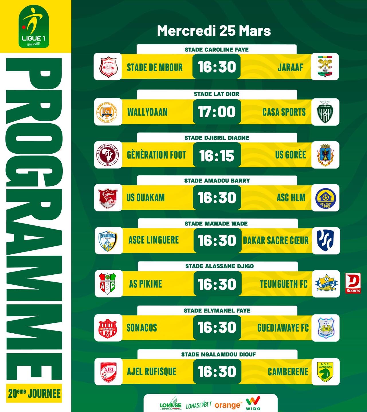 AJEL de Rufisque, leader de la Ligue 1, reçoit le dernier As Cambérène