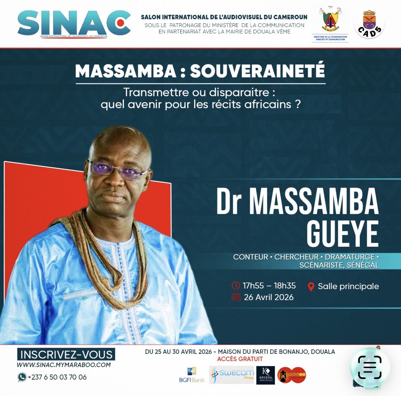 SINAC 2026 : Dr Massamba Gueye sur scène, le 26 avril