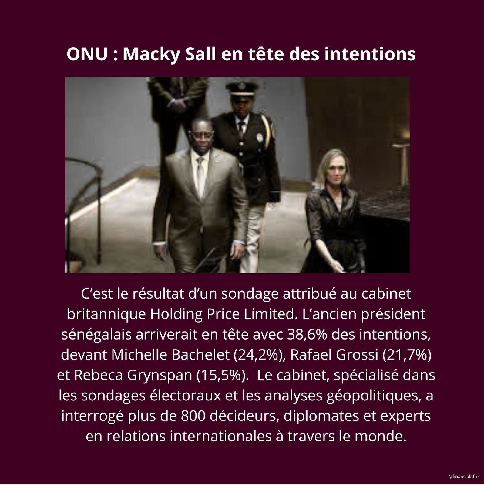 Macky Sall a une avance considérable sur ses concurrents au poste de Secrétaire Général de l'ONU