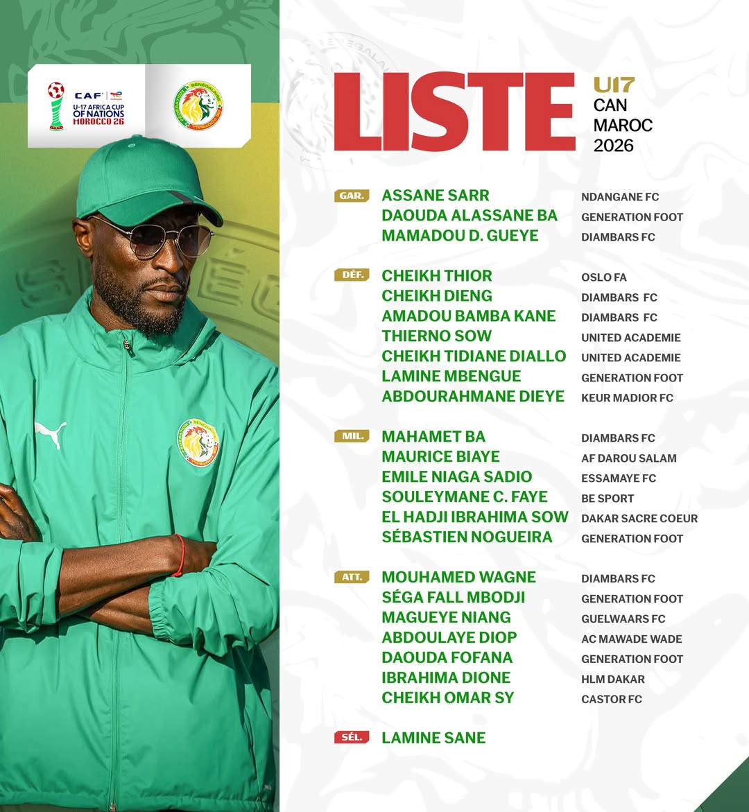 Lamine Sané a dévoilé ce mardi sa liste de 23 Lionceaux pour la CAN U17 prévue au Maroc