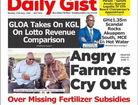 Ghana Newspapers Frontpages-Monday, 15 June, 2026