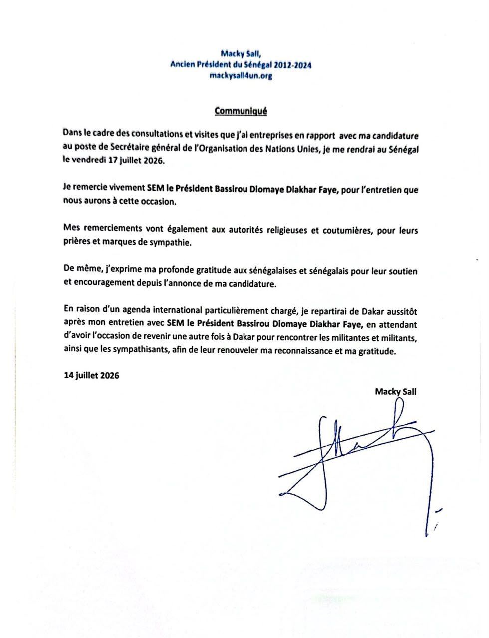 Macky Sall à Dakar