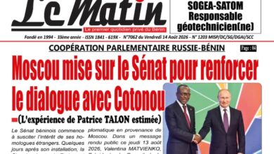 Les journaux béninois du vendredi 14 août 2026