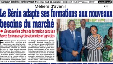 Les journaux béninois du jeudi 20 août 2026
