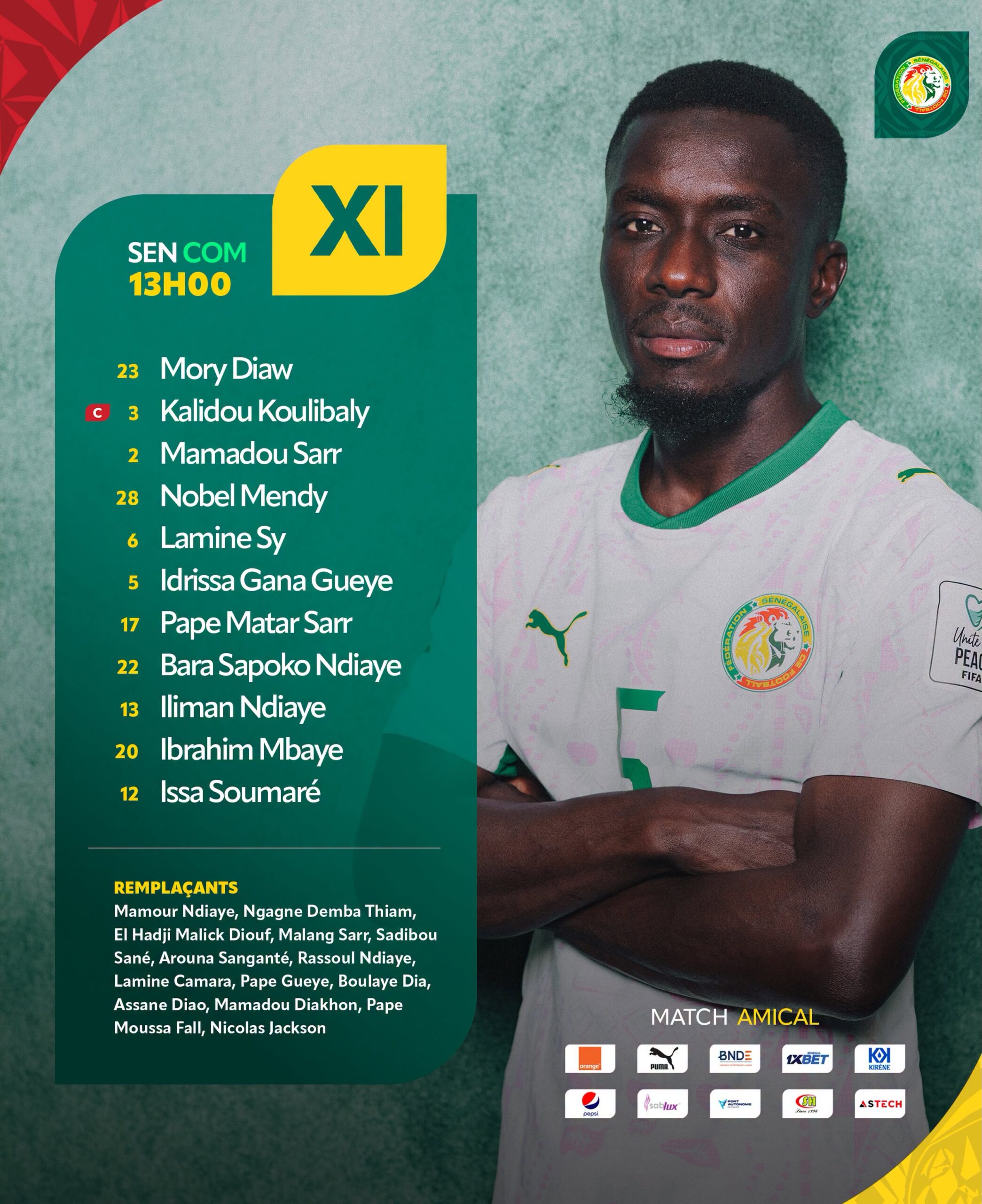 Le 11 des Lions contre les Comores