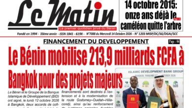Les journaux béninois du mercredi 14 octobre 2026